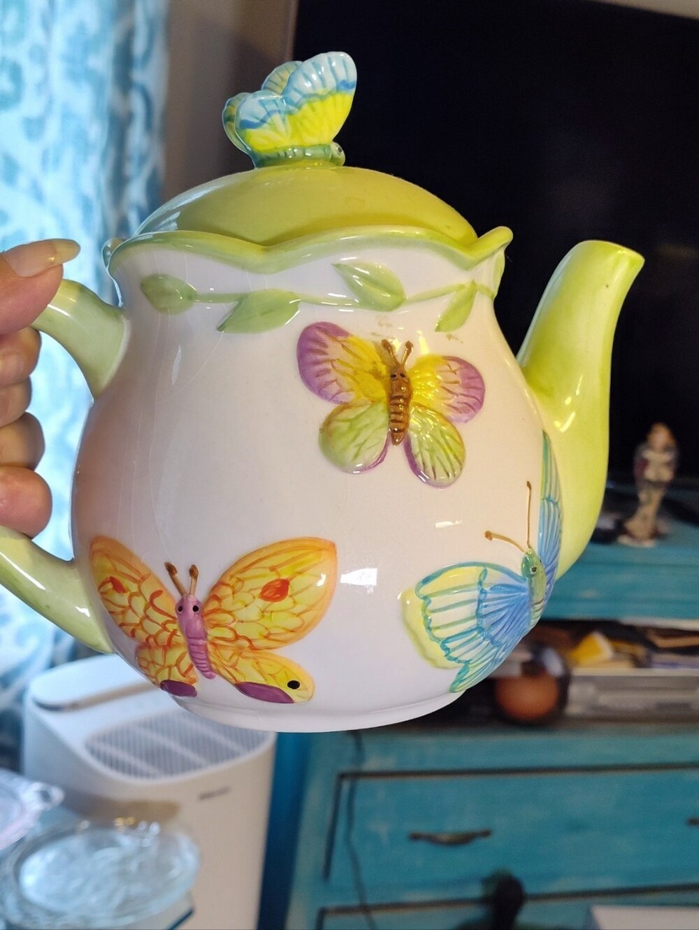 Vintage Butterfly Teapot Ceramic Accents & Occasions Cottagecore Spring Garden - Picture 8 of 14